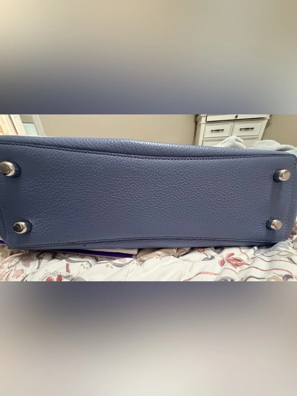 Coach Light Blue Pebbled Leather Chain-Handle Tote
